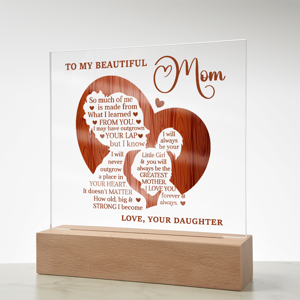 My Beautiful Mom Square Acrylic Plaque and Nightlight