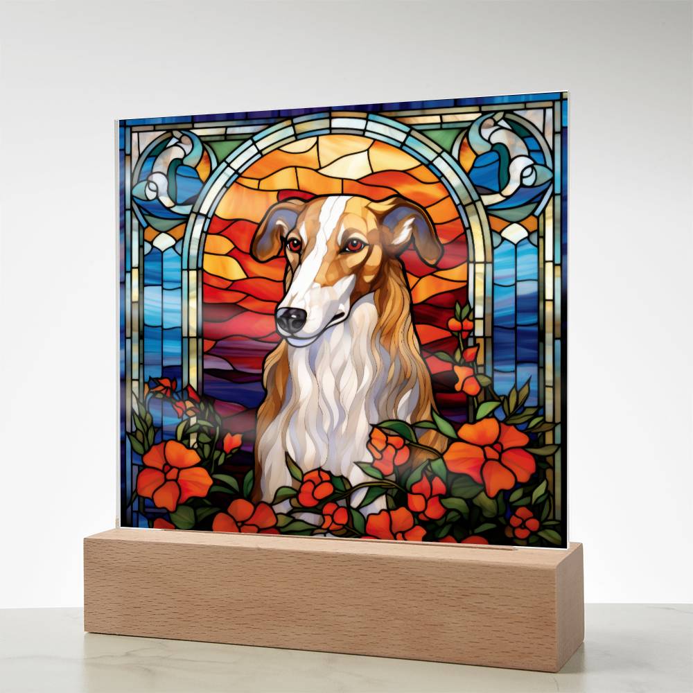 Brown Borzoi Square Plaque