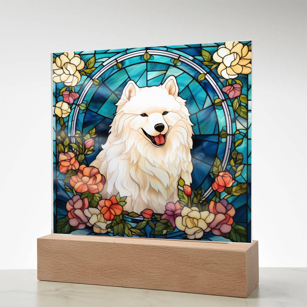 Samoyed Dog Acrylic  Square Plaque, Pet Memorial