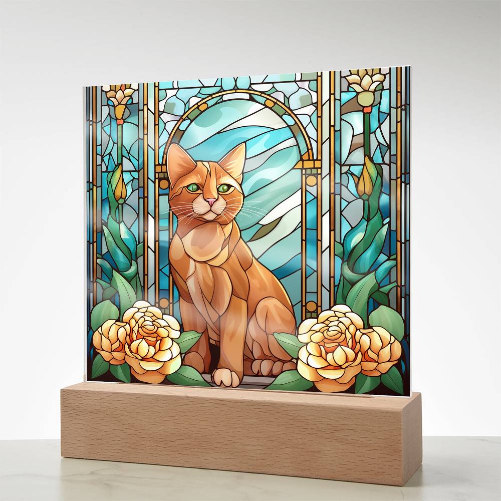 Cat Sublimation Stained Glass Square Acrylic Plaque