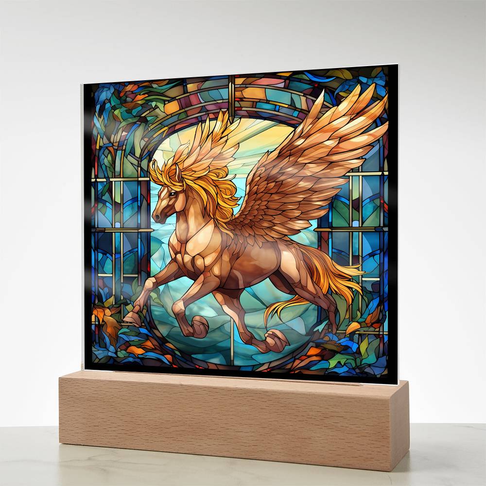 Pegasus Sublimation Stained Glass Square Acrylic Plaque