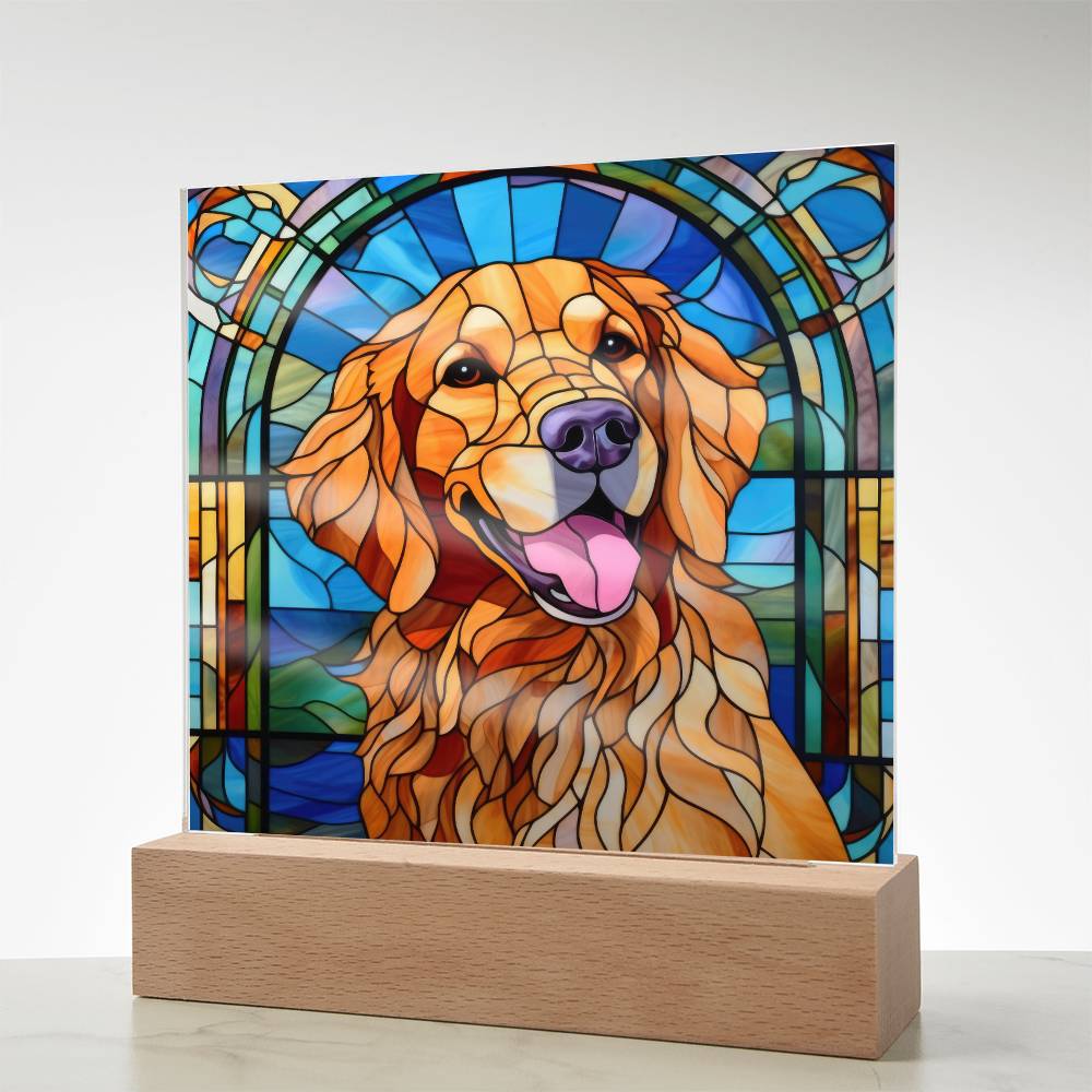 Golden Retriever Dog Acrylic  Square Plaque, Pet Memorial