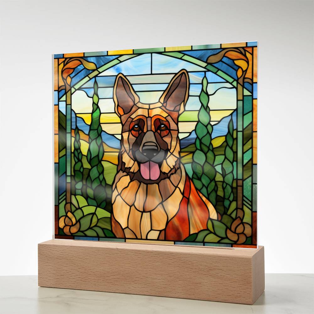 German Shepherd Dog Acrylic  Square Plaque, Pet Memorial