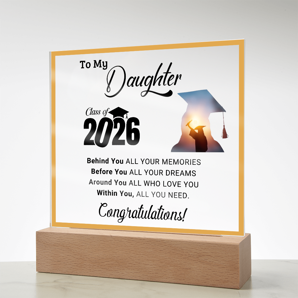 Daughter's 2026 Graduation Acrylic Light Up Plaque