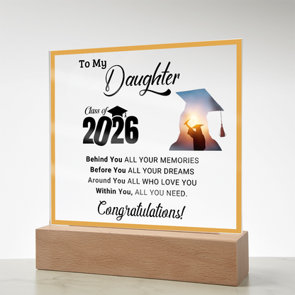 Daughter's 2026 Graduation Acrylic Light Up Plaque
