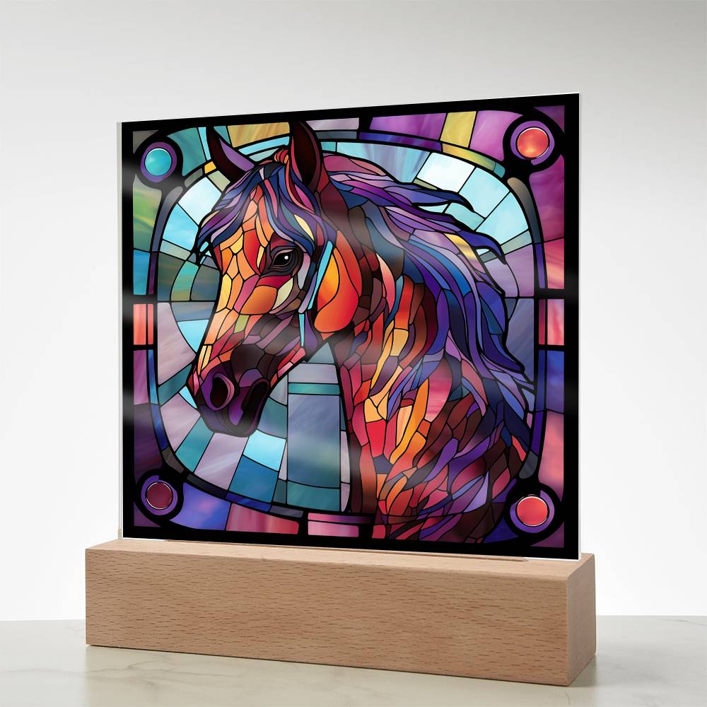 Horse Sublimation Stained Glass Square Acrylic Plaque