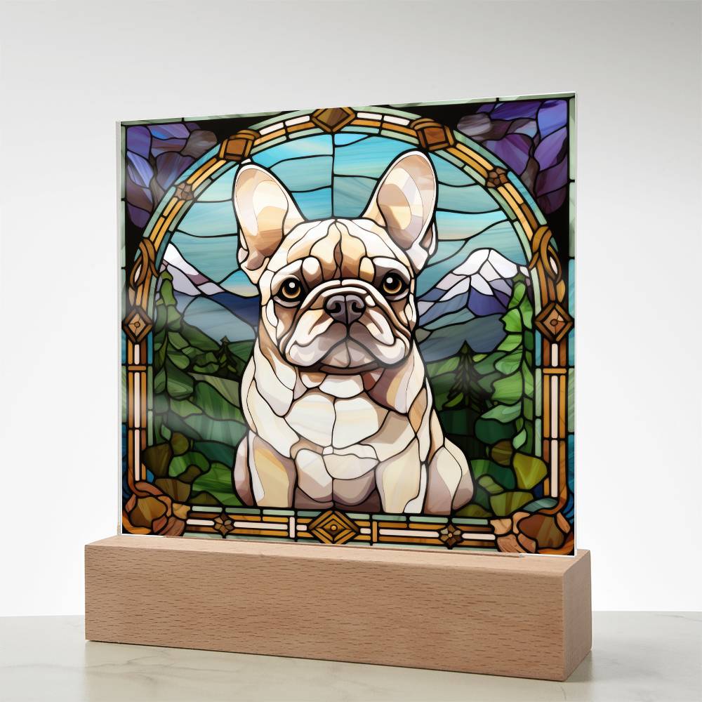 White French Bulldog (1) Dog Acrylic  Square Plaque, Pet Memorial