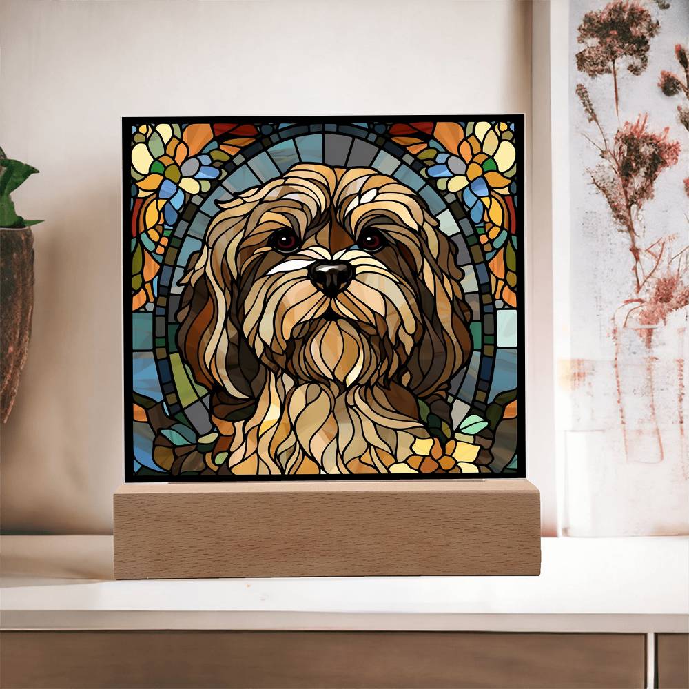 Dog Sublimation Stained Glass Square Acrylic Plaque