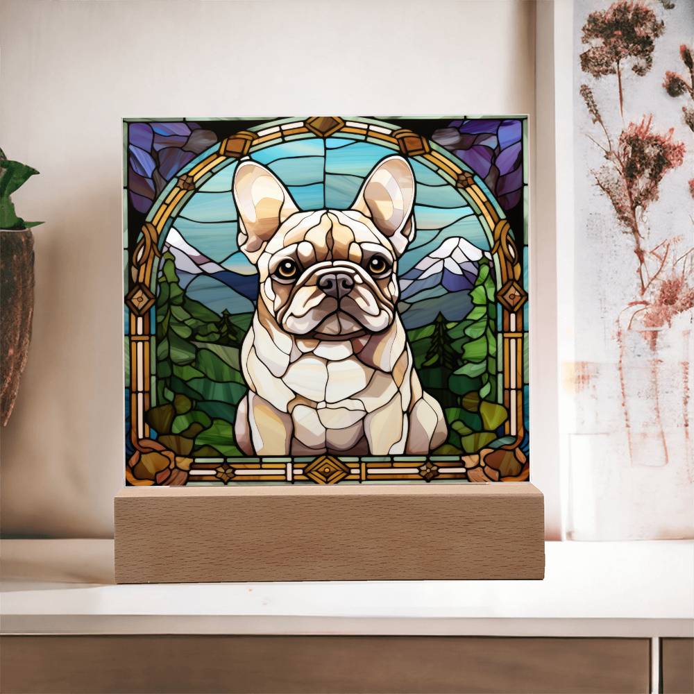 White French Bulldog (1) Dog Acrylic  Square Plaque, Pet Memorial