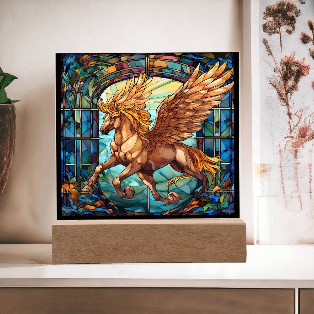 Pegasus Sublimation Stained Glass Square Acrylic Plaque