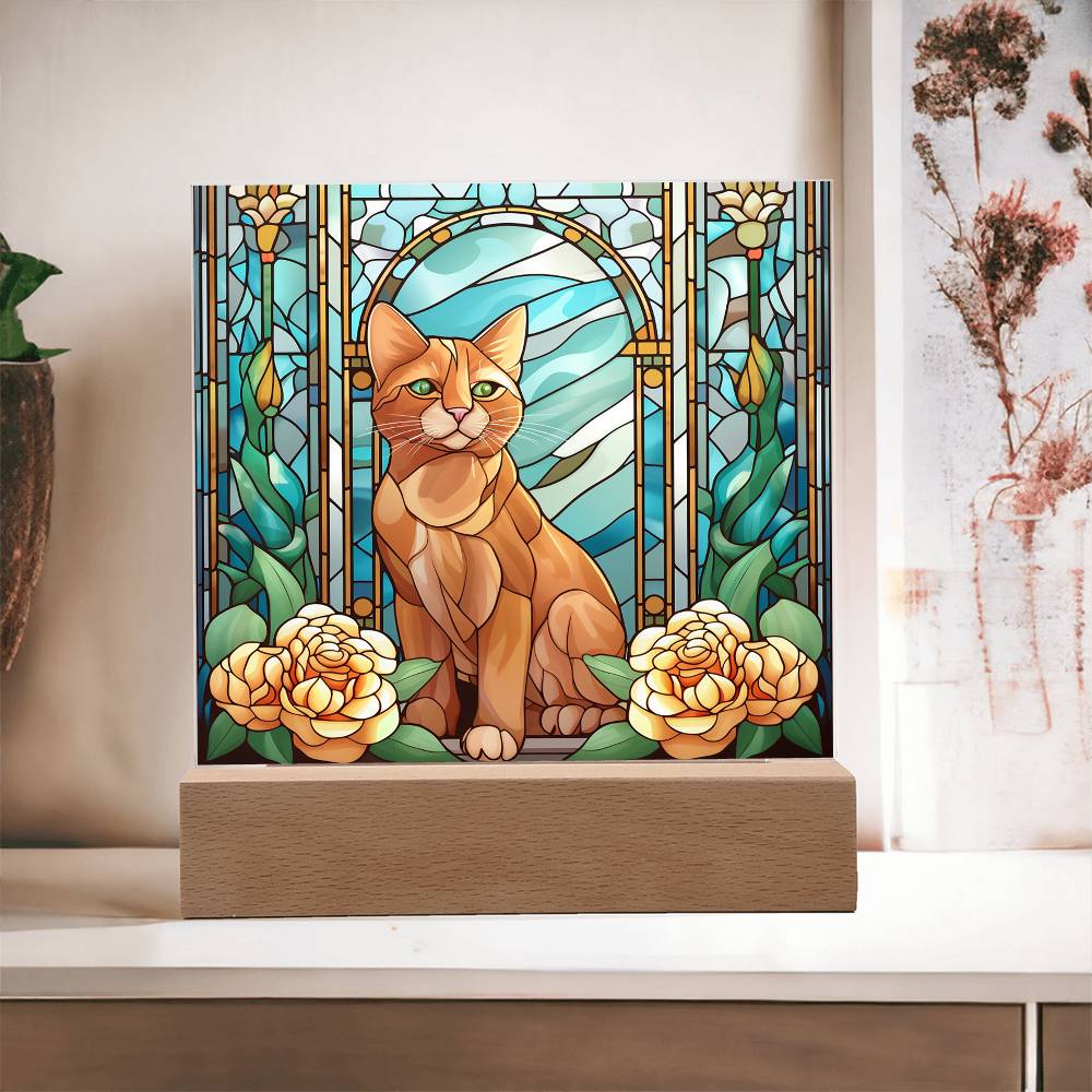 Cat Sublimation Stained Glass Square Acrylic Plaque