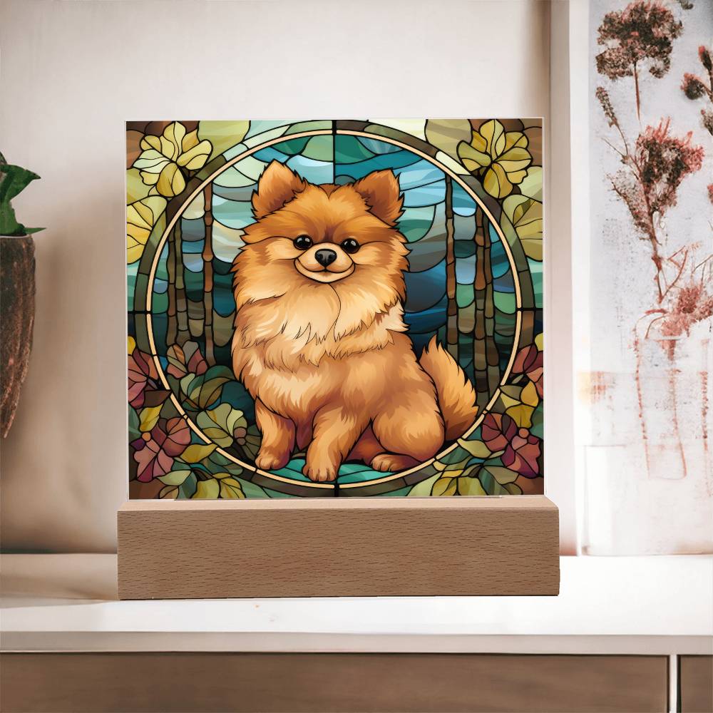 Pomeranian Dog Acrylic  Square Plaque, Pet Memorial