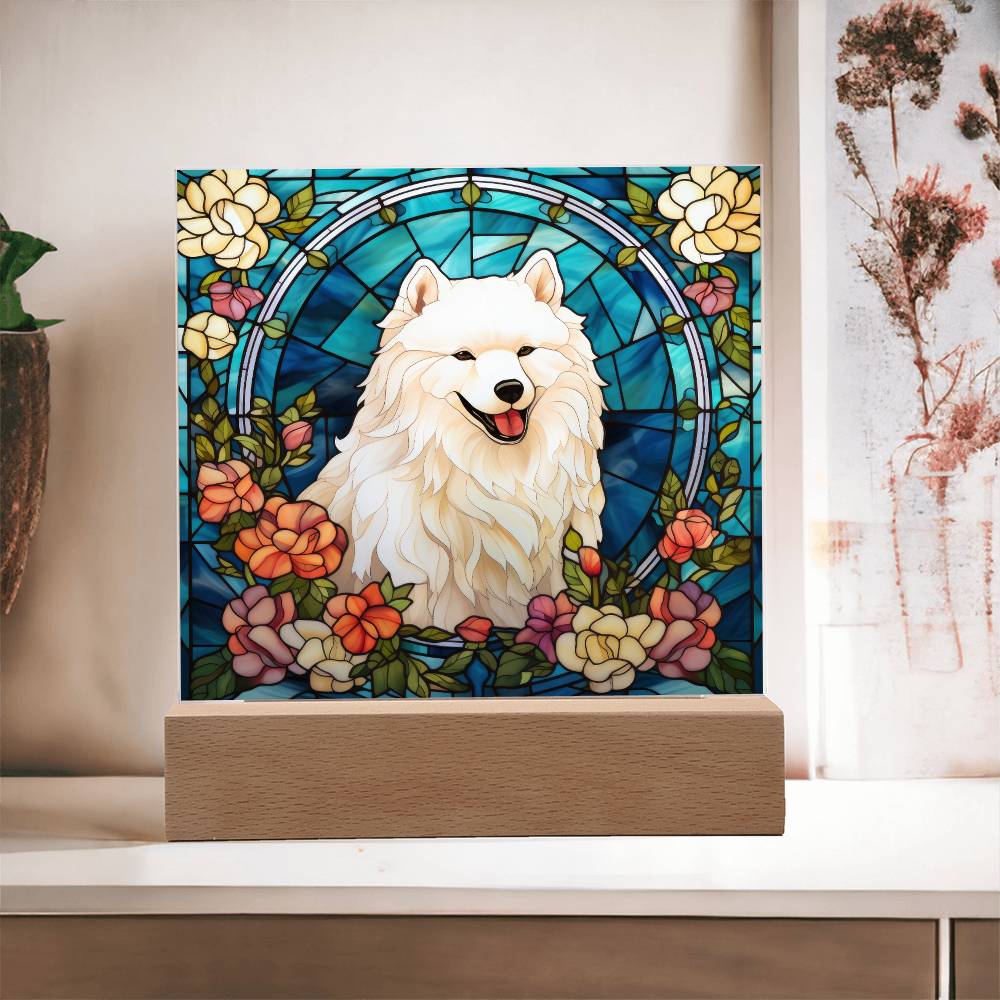 Samoyed Dog Acrylic  Square Plaque, Pet Memorial