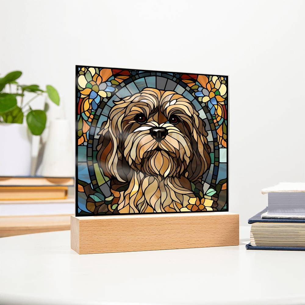 Dog Sublimation Stained Glass Square Acrylic Plaque