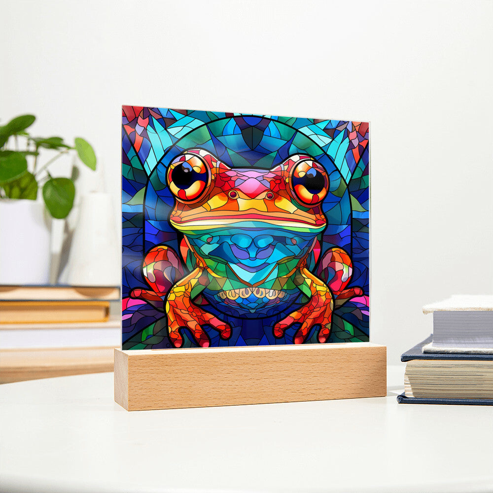 Frog Sublimation Stained Glass Square Acrylic Plaque