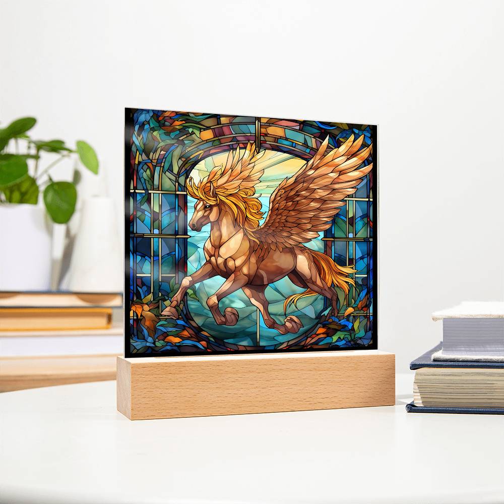 Pegasus Sublimation Stained Glass Square Acrylic Plaque