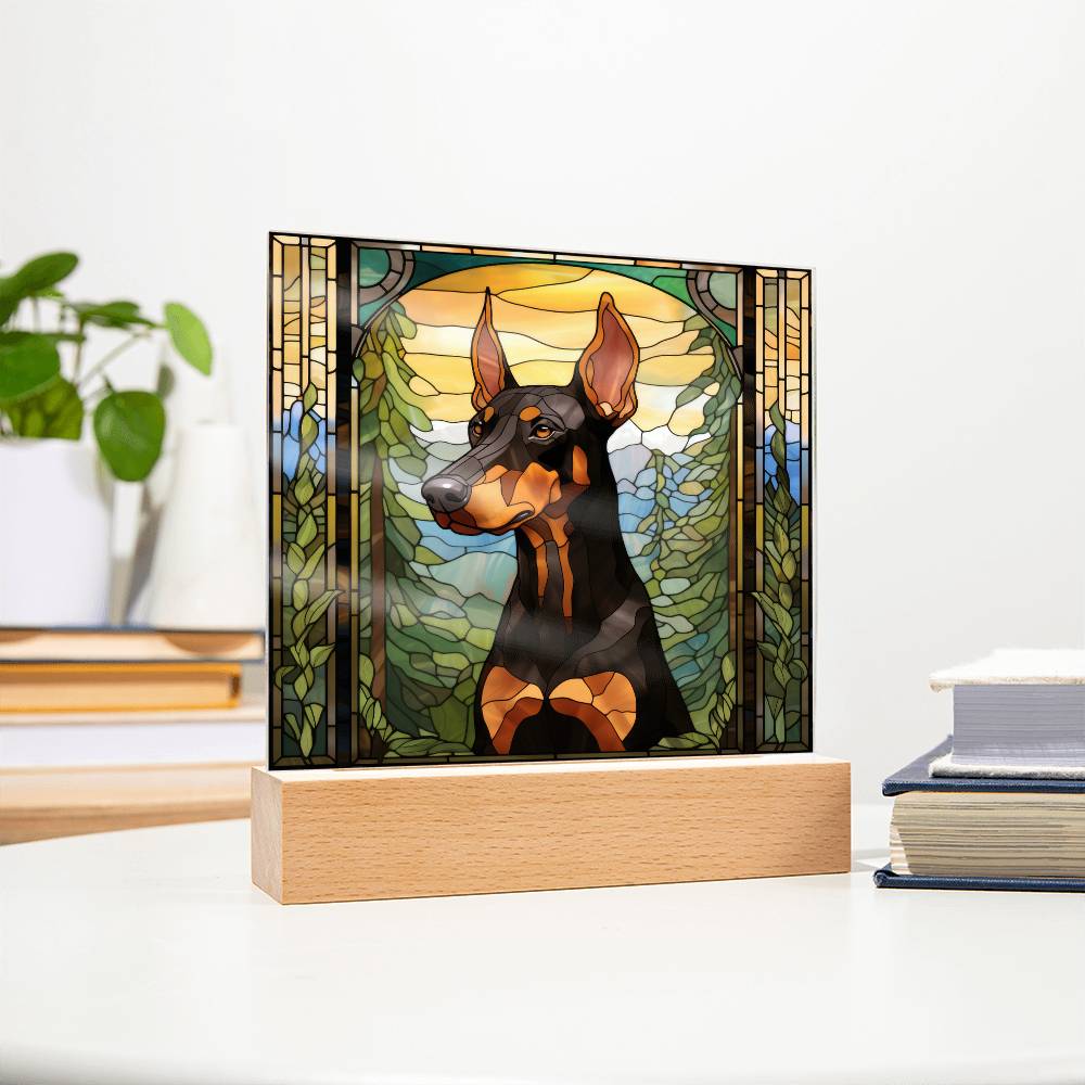 Dobermann Dog Acrylic  Square Plaque, Pet Memorial