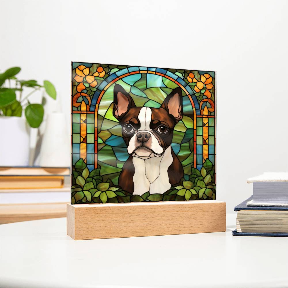 Brown Boston Terrier Plaque