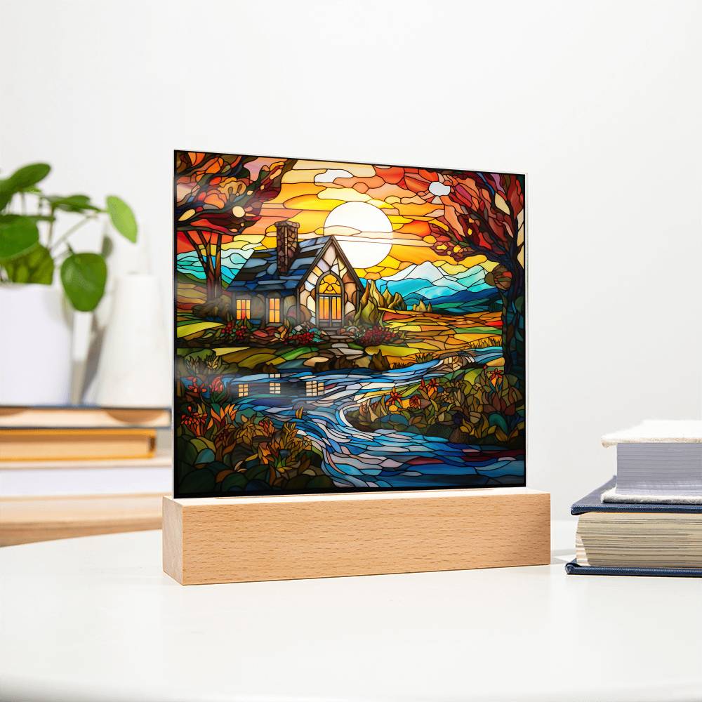 River Cabin Acrylic Plaque