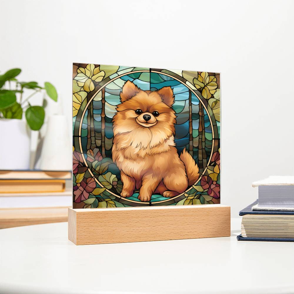 Pomeranian Dog Acrylic  Square Plaque, Pet Memorial