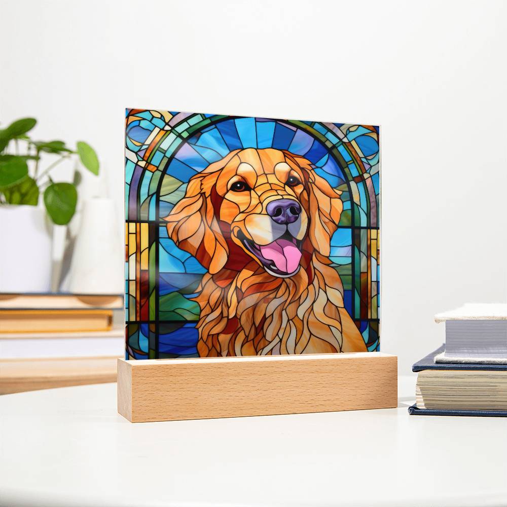 Golden Retriever Dog Acrylic  Square Plaque, Pet Memorial