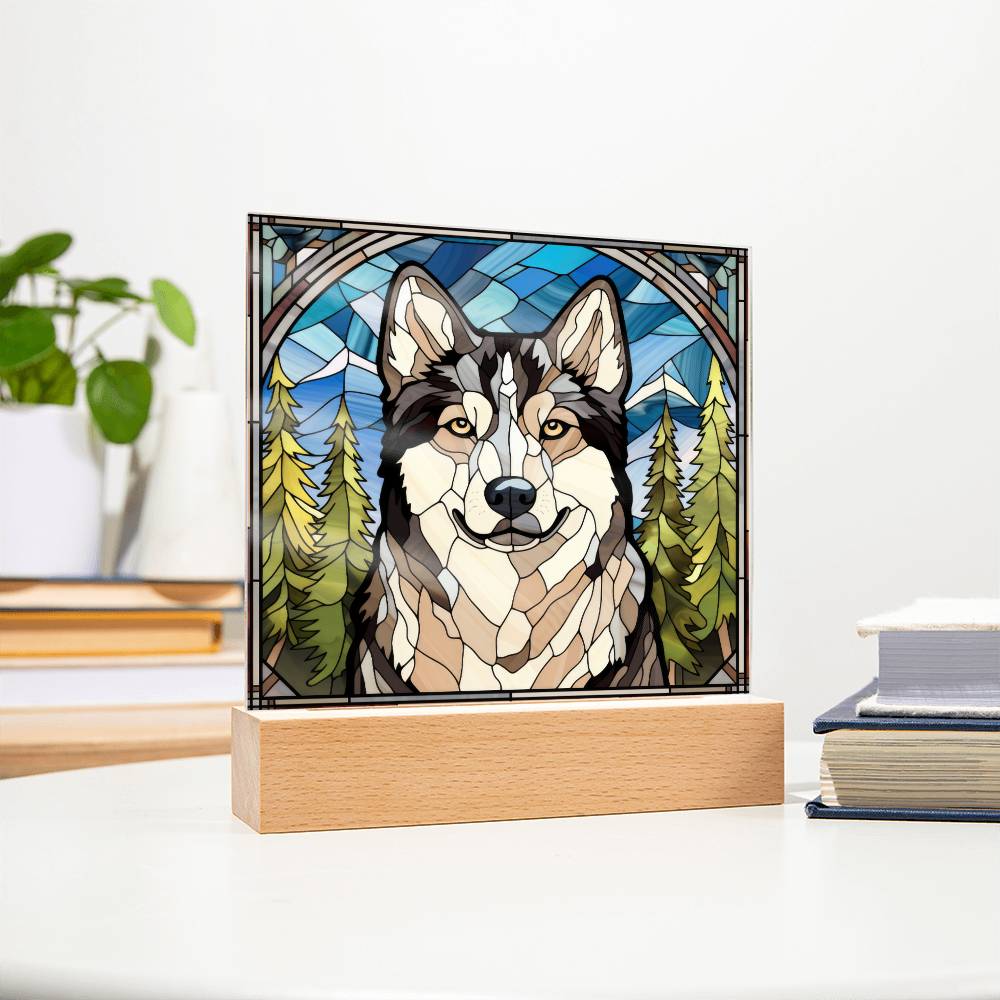 Siberian Husky Dog Acrylic  Square Plaque, Pet Memorial