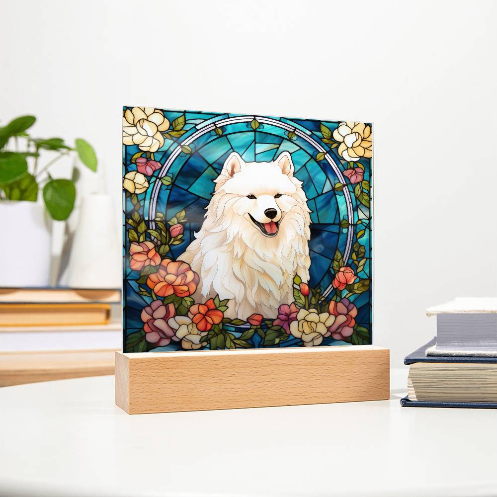 Samoyed Dog Acrylic  Square Plaque, Pet Memorial