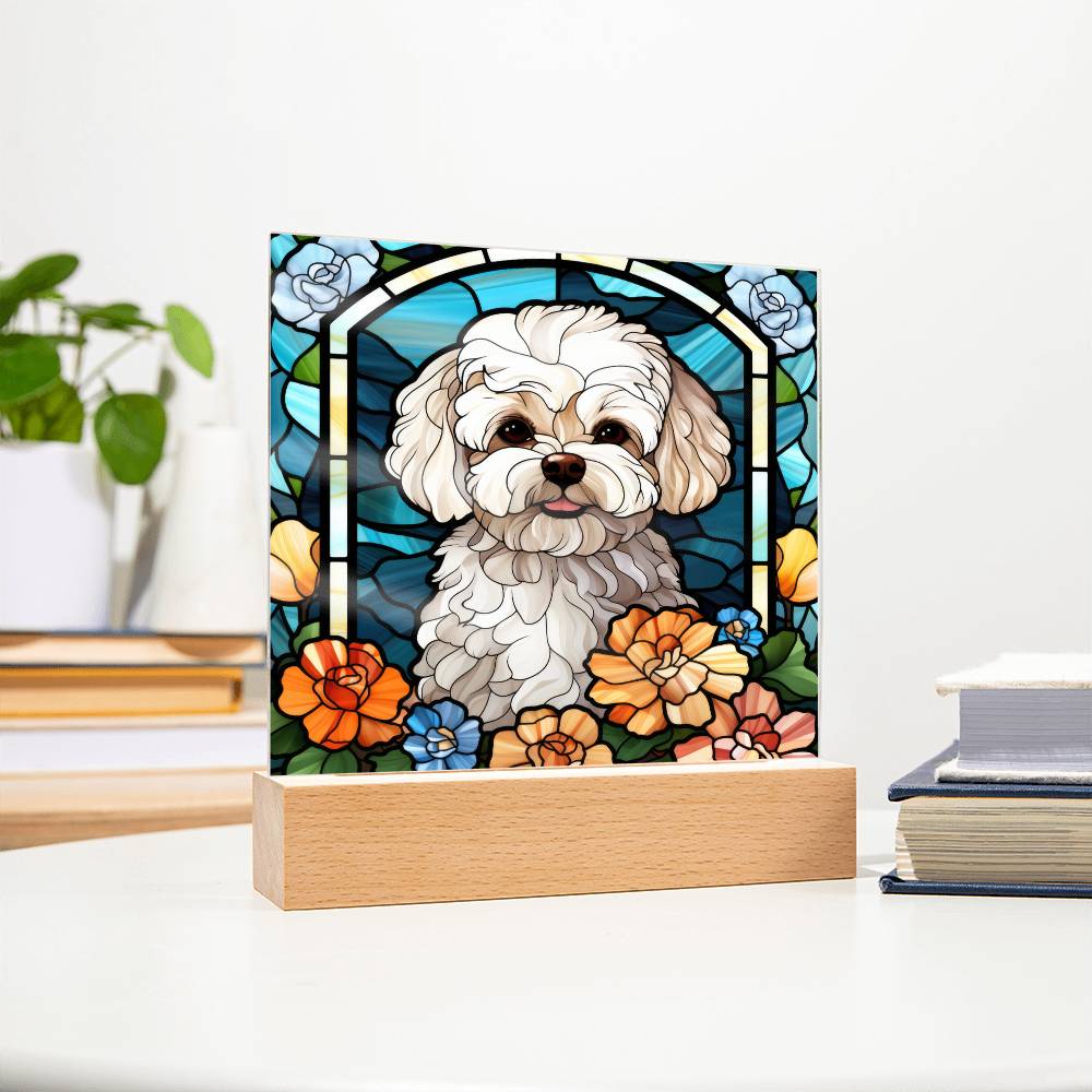 Maltipoo Dog Acrylic  Square Plaque, Pet Memorial