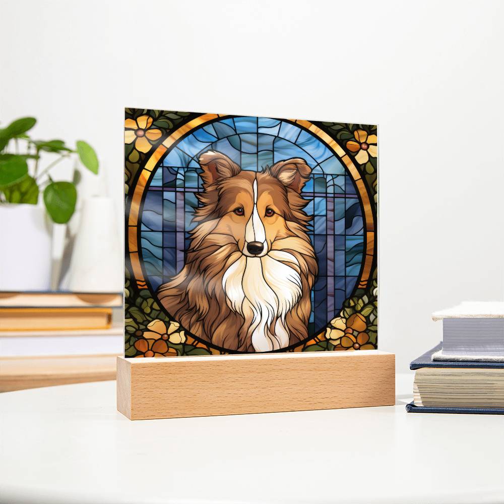 Sheltie Dog Acrylic  Square Plaque, Pet Memorial