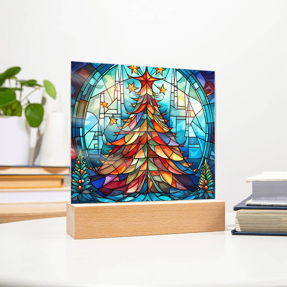 Stained Glass Tree Plaque