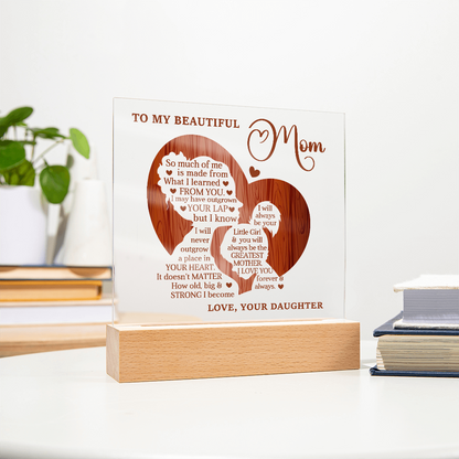 My Beautiful Mom Square Acrylic Plaque and Nightlight