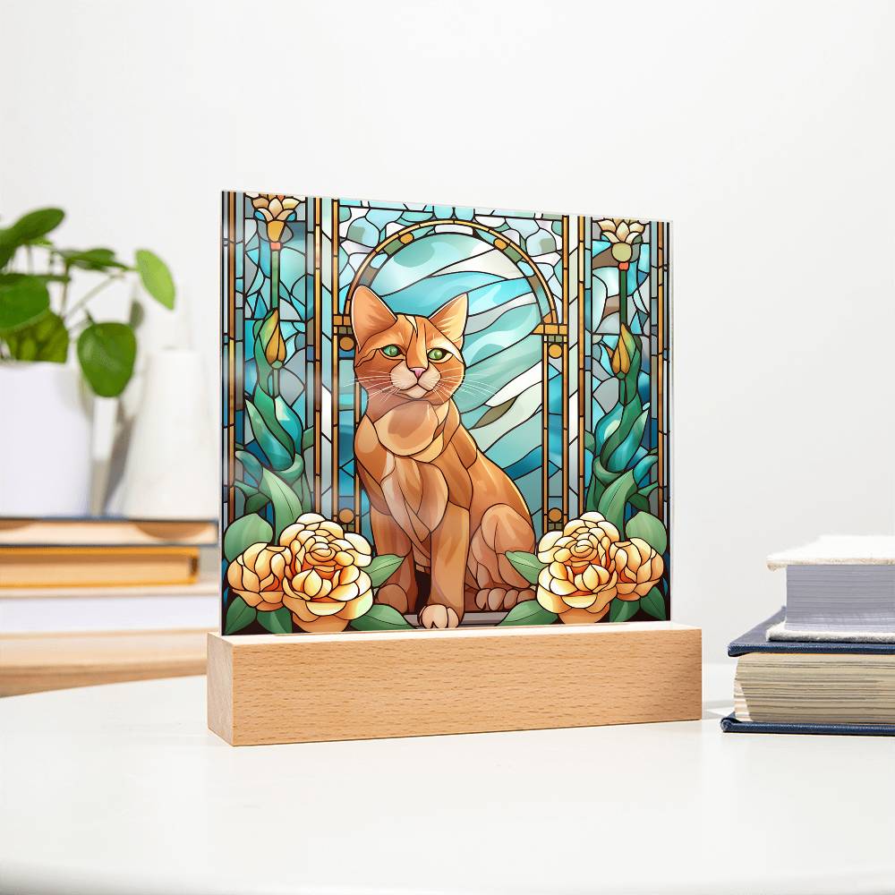 Cat Sublimation Stained Glass Square Acrylic Plaque