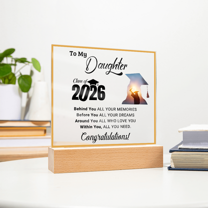 Daughter's 2026 Graduation Acrylic Light Up Plaque