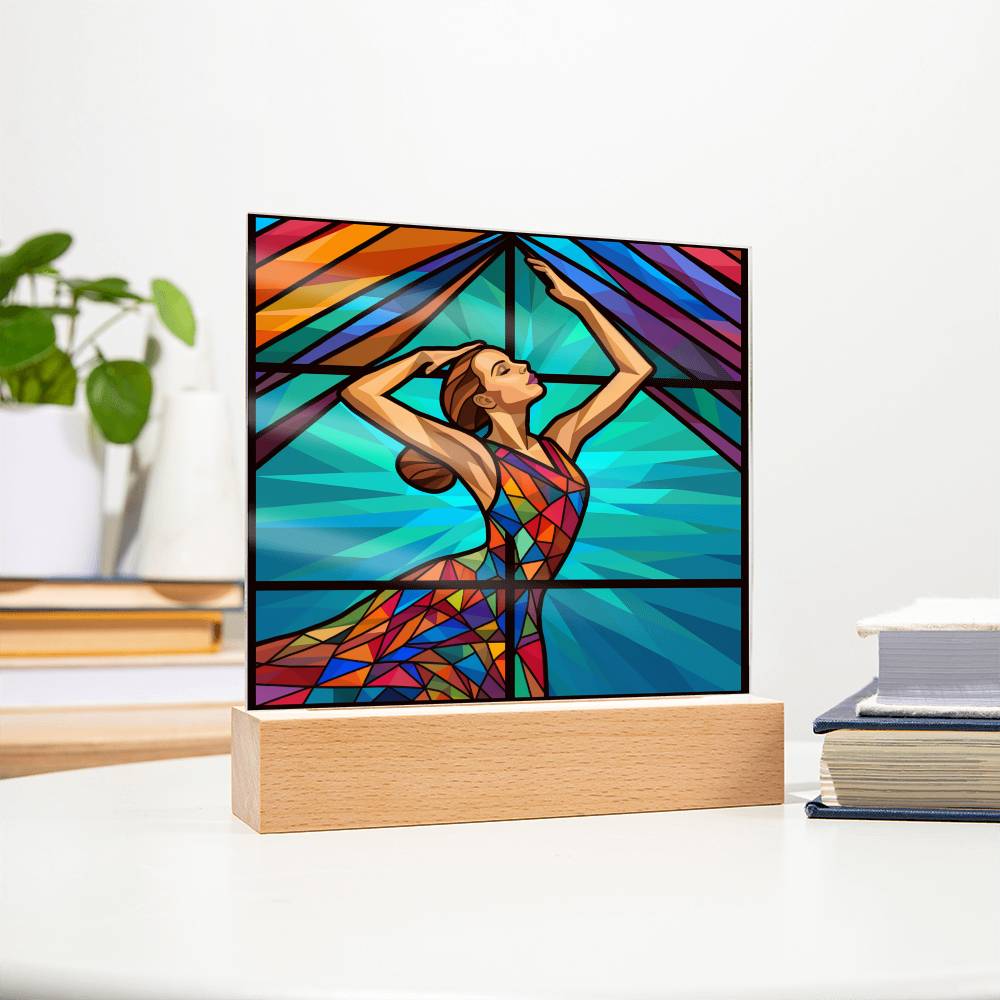 Dancer Sublimation Stained Glass Square Acrylic Plaque