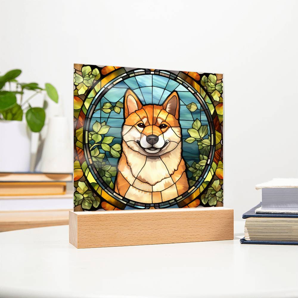 Shiba Inu Dog Acrylic  Square Plaque, Pet Memorial