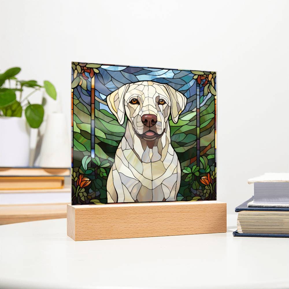 White Labrador Retriever Dog Acrylic  Square Plaque, Pet Memorial