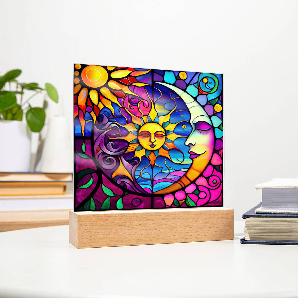 SG_SunMoonSon (2) Sublimation Stained Glass Square Acrylic Plaque