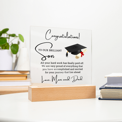 Graduation Acrylic Plaque for Son