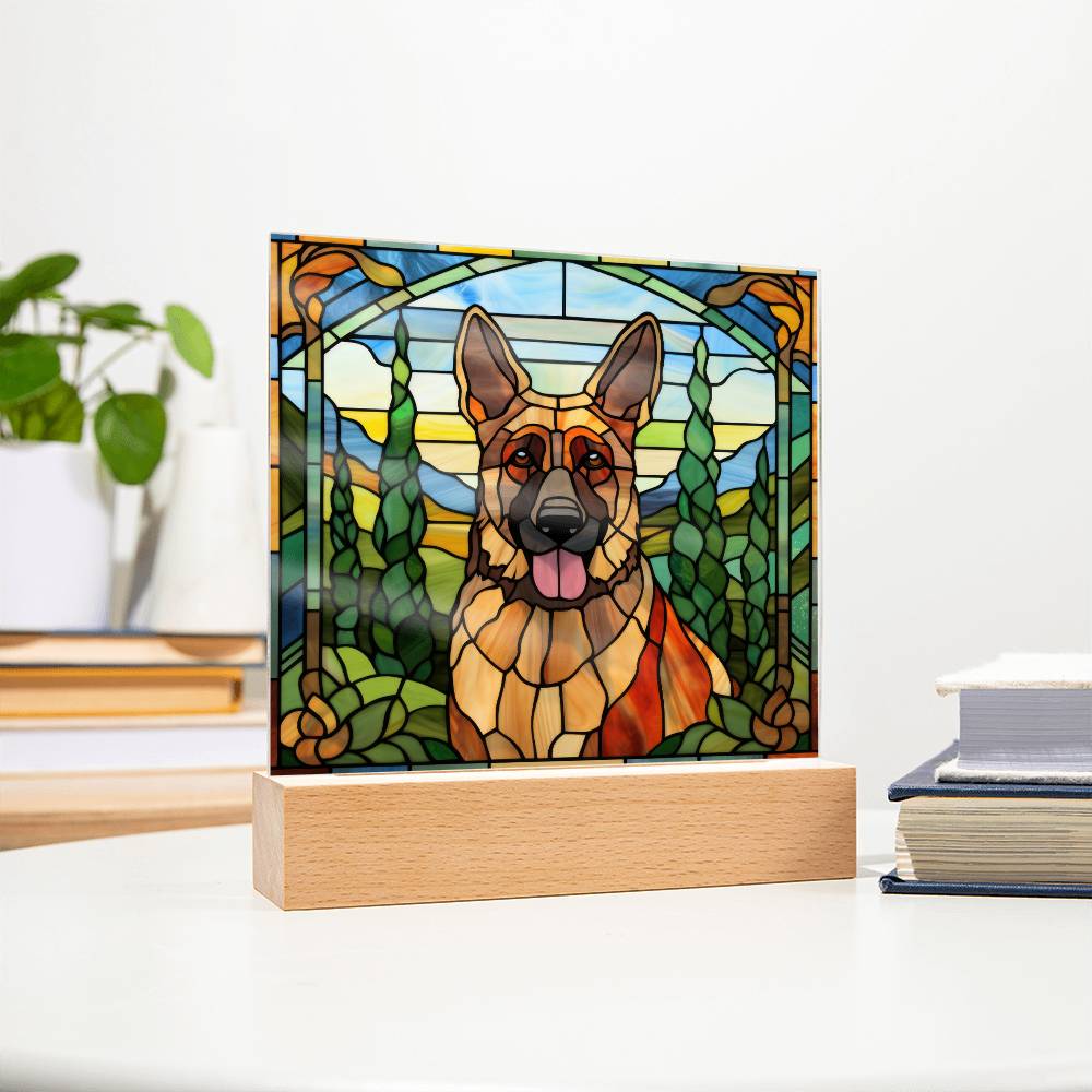 German Shepherd Dog Acrylic  Square Plaque, Pet Memorial