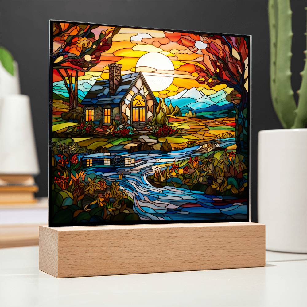 River Cabin Acrylic Plaque