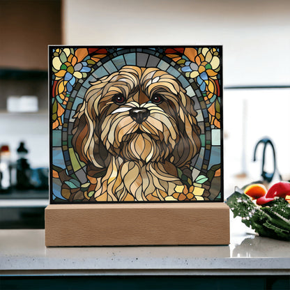 Dog Sublimation Stained Glass Square Acrylic Plaque