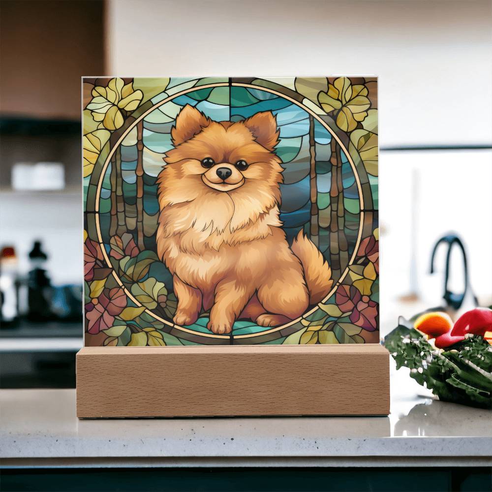 Pomeranian Dog Acrylic  Square Plaque, Pet Memorial