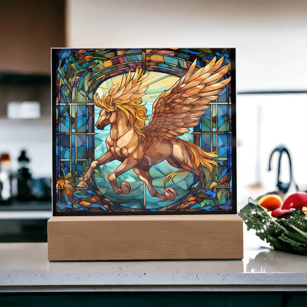 Pegasus Sublimation Stained Glass Square Acrylic Plaque