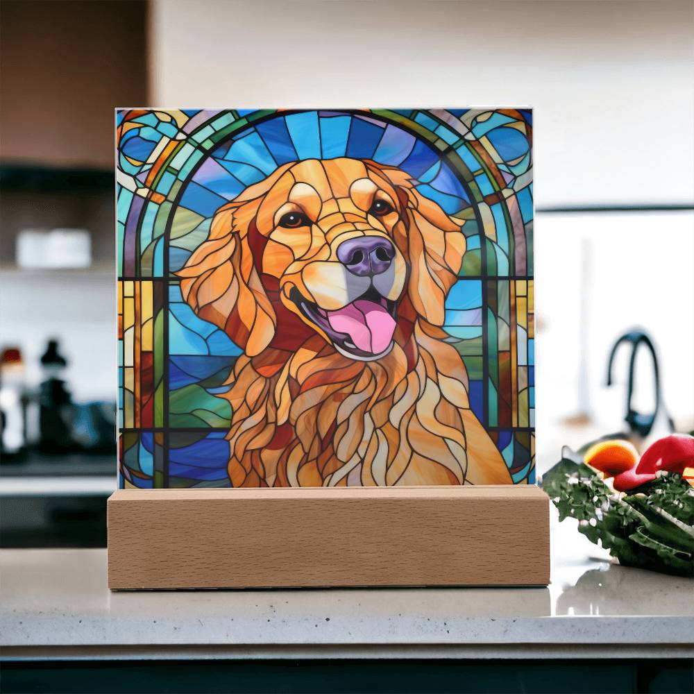 Golden Retriever Dog Acrylic  Square Plaque, Pet Memorial