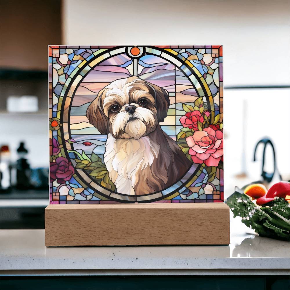 Shih Tzu Dog Acrylic  Square Plaque, Pet Memorial