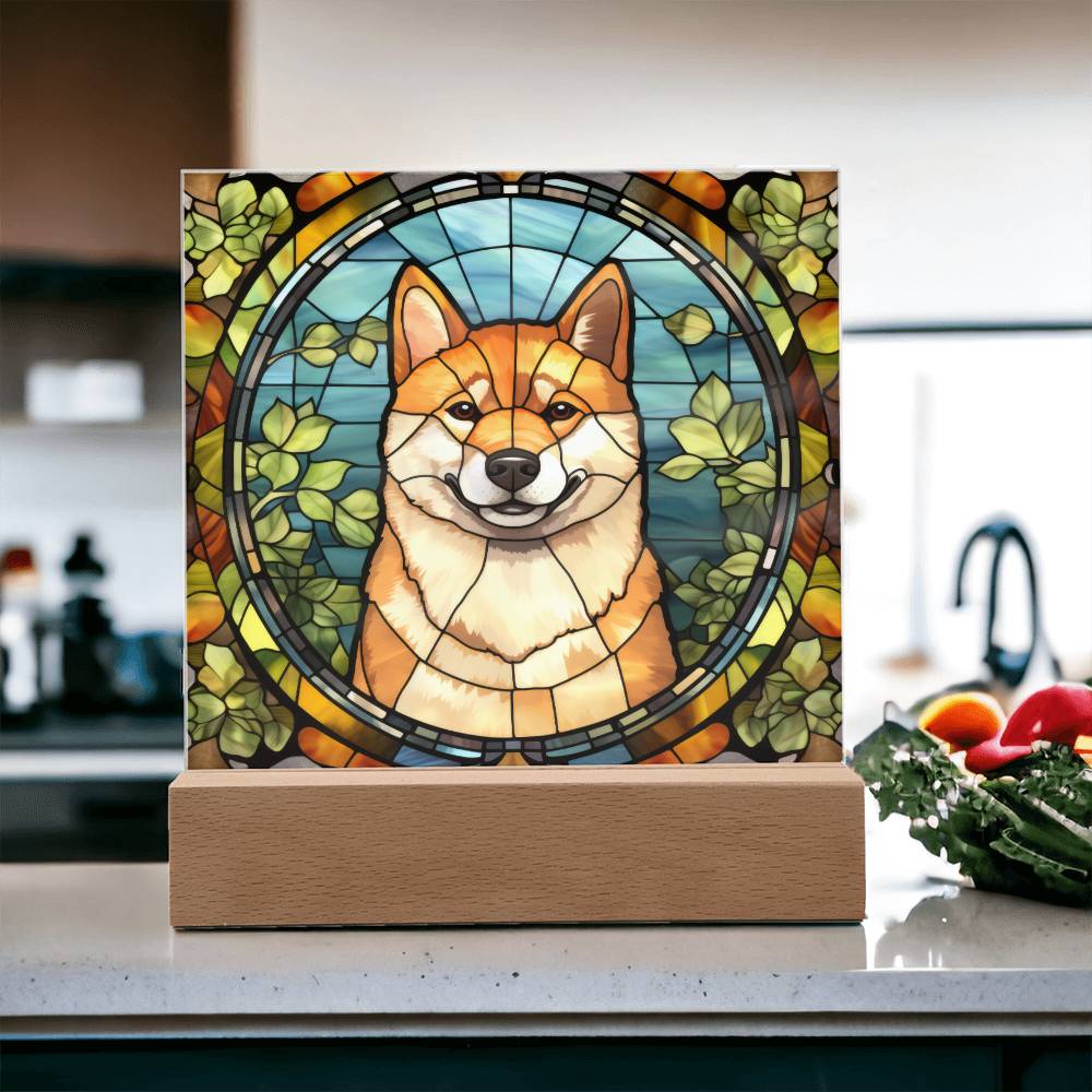 Shiba Inu Dog Acrylic  Square Plaque, Pet Memorial