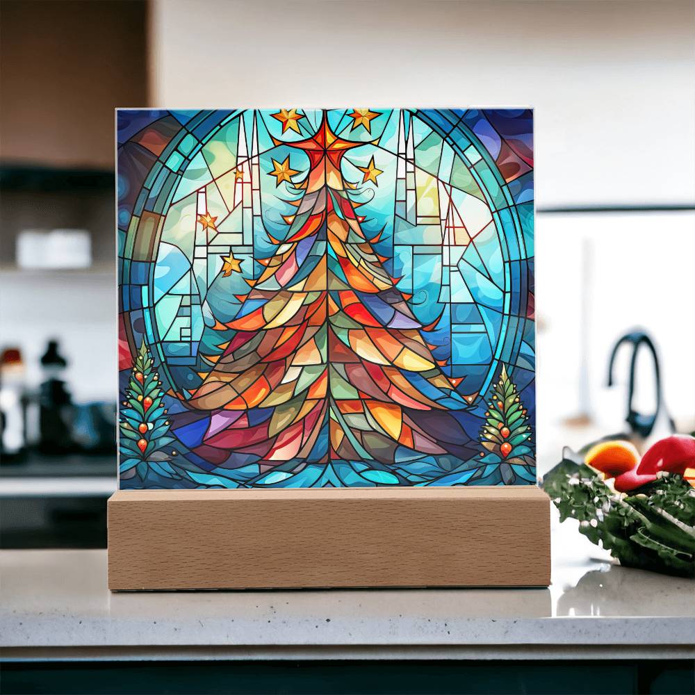 Stained Glass Tree Plaque