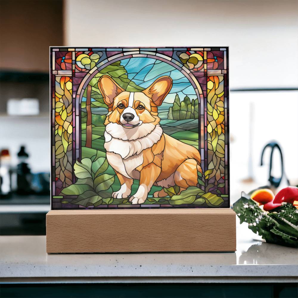 Pembroke Welsh Corgi Dog Acrylic  Square Plaque, Pet Memorial