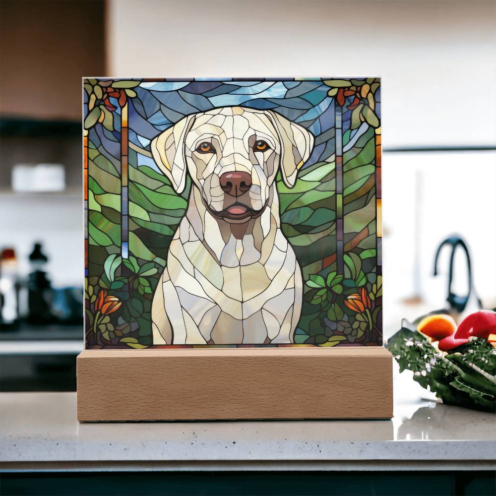 White Labrador Retriever Dog Acrylic  Square Plaque, Pet Memorial