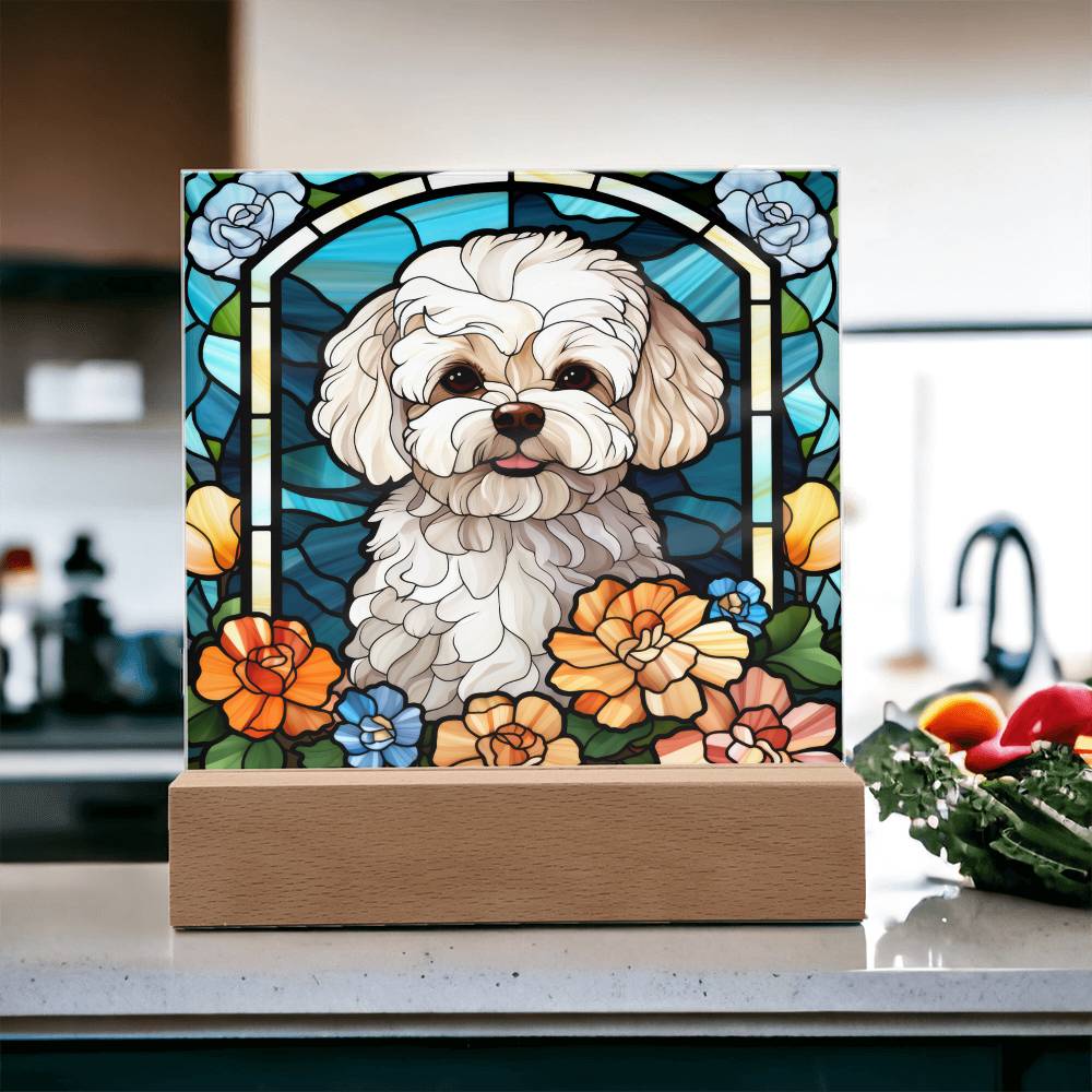 Maltipoo Dog Acrylic  Square Plaque, Pet Memorial